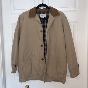 J. Crew Plaid-lined Tan Jacket with Corduroy Collar